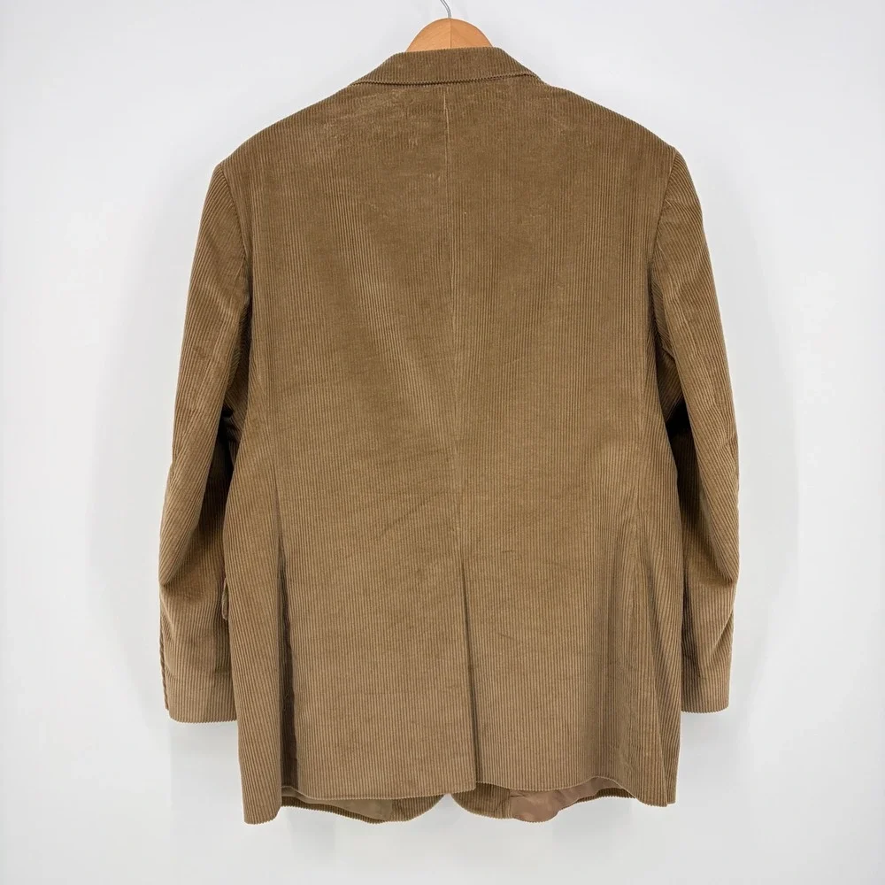 Stafford Blazer Corduroy Tan Two Button Sport Coat Dark Academia 44S Jacket